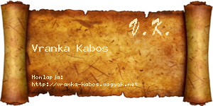 Vranka Kabos névjegykártya